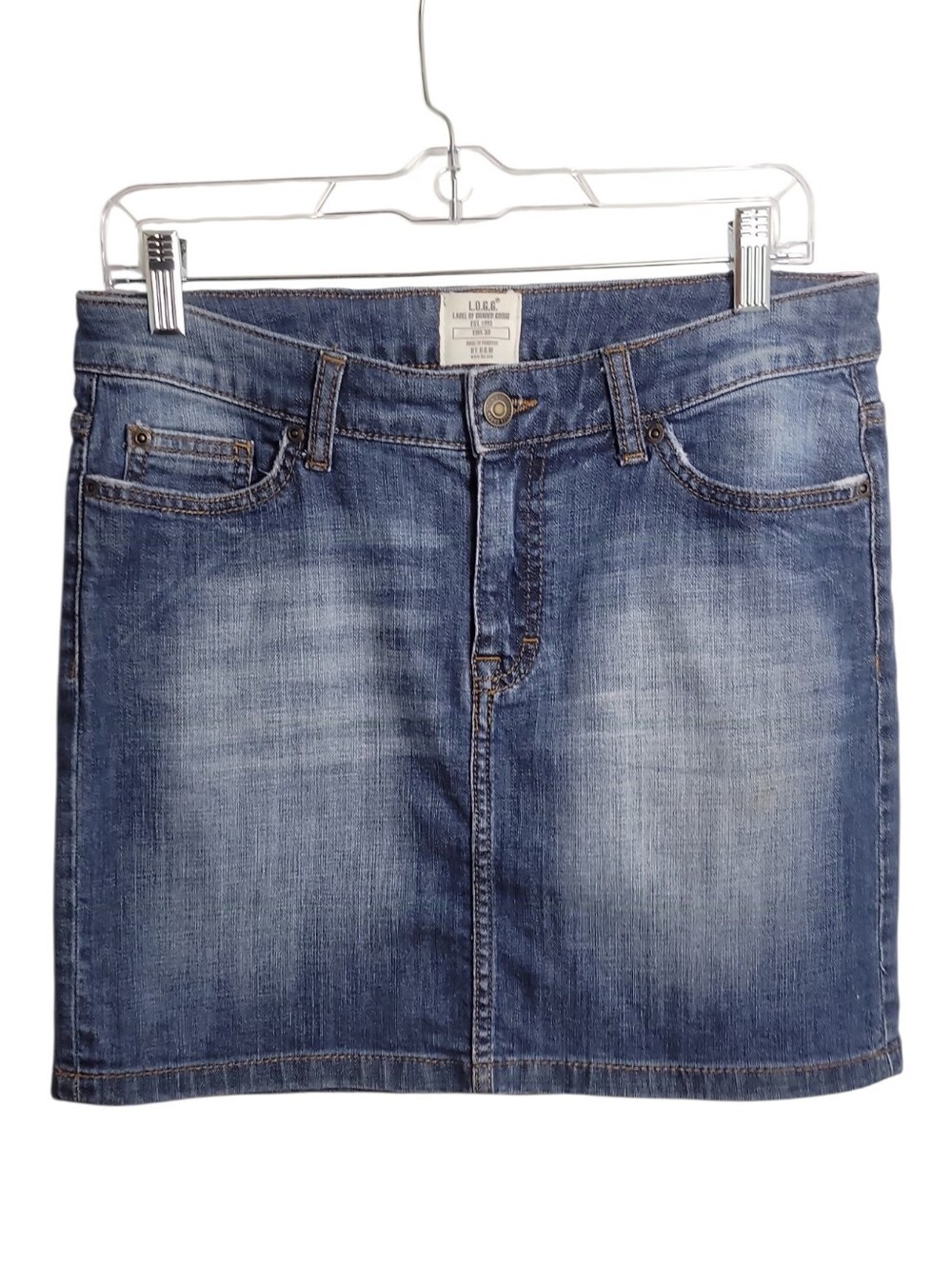L.O.G.G by H&M blue washed denim jeans mini skirt women's size U S 8/ EUR 38